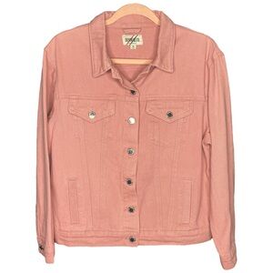Denim Blvd Los Angeles M Rose Pink Denim Jean Jacket Button Up 100% Cotton